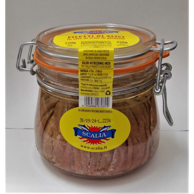 Filetti di acciughe 550g e
