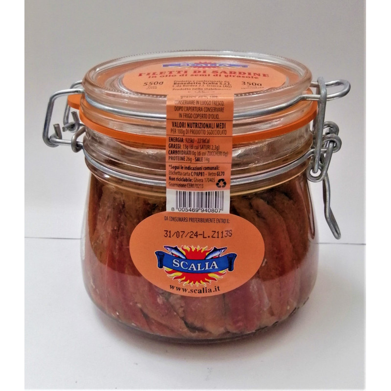 Filetti di sardine in olio di semi di girasole 550g
