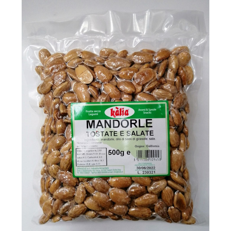 Mandorle tostate e salate GR.500